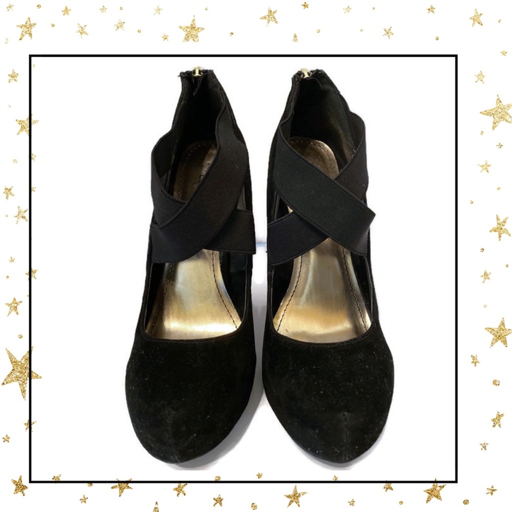 2/$22 Love Culture Black Suede Zipper Heels 7 - Picture 4 of 7